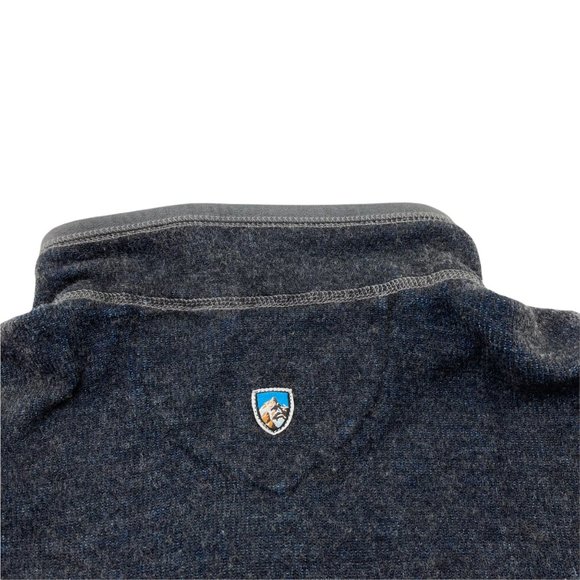 Kuhl Pullover Mens Large Brown Blue Heather Chianti Fleece Thumbholes Wool Blend - Picture 7 of 12